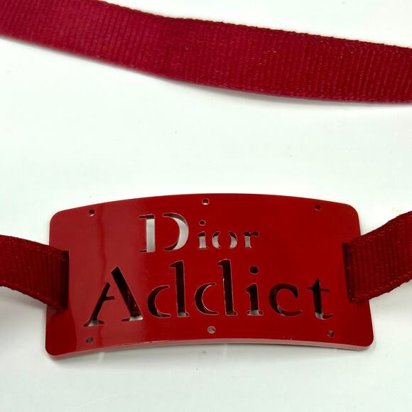 Christian Dior Addict Bracelet choker Red Logo Charm Ribbon type Limited RARE - Picture 1 of 4